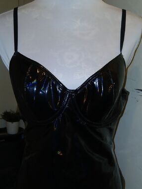 Holigraphic Rainbow Black Women's Shiney Bodysuit with Adjustable Straps